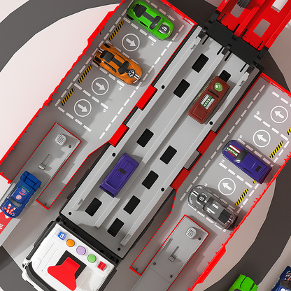 RaceHaul™ – Camion Transformabil 2-in-1 cu Pista de Curse si Parc Auto