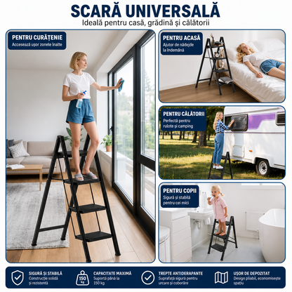 Scara Pliabila cu 3 Trepte Antiderapante
