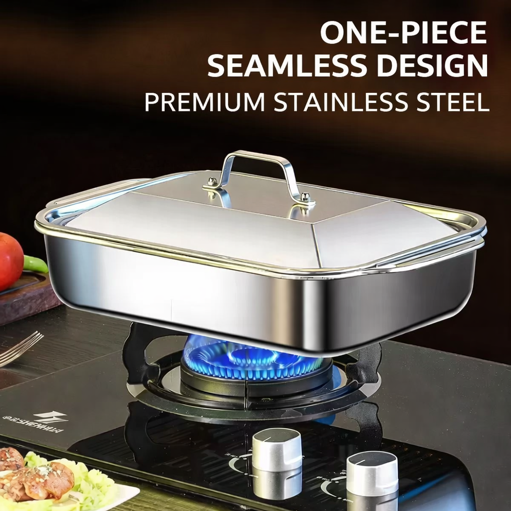 GrillMaster™ – Tava Profesionala pentru Grill din Otel Inoxidabil cu Capac