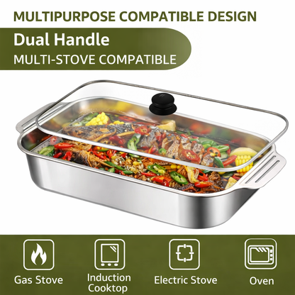 GrillMaster™ – Tava Profesionala pentru Grill din Otel Inoxidabil cu Capac