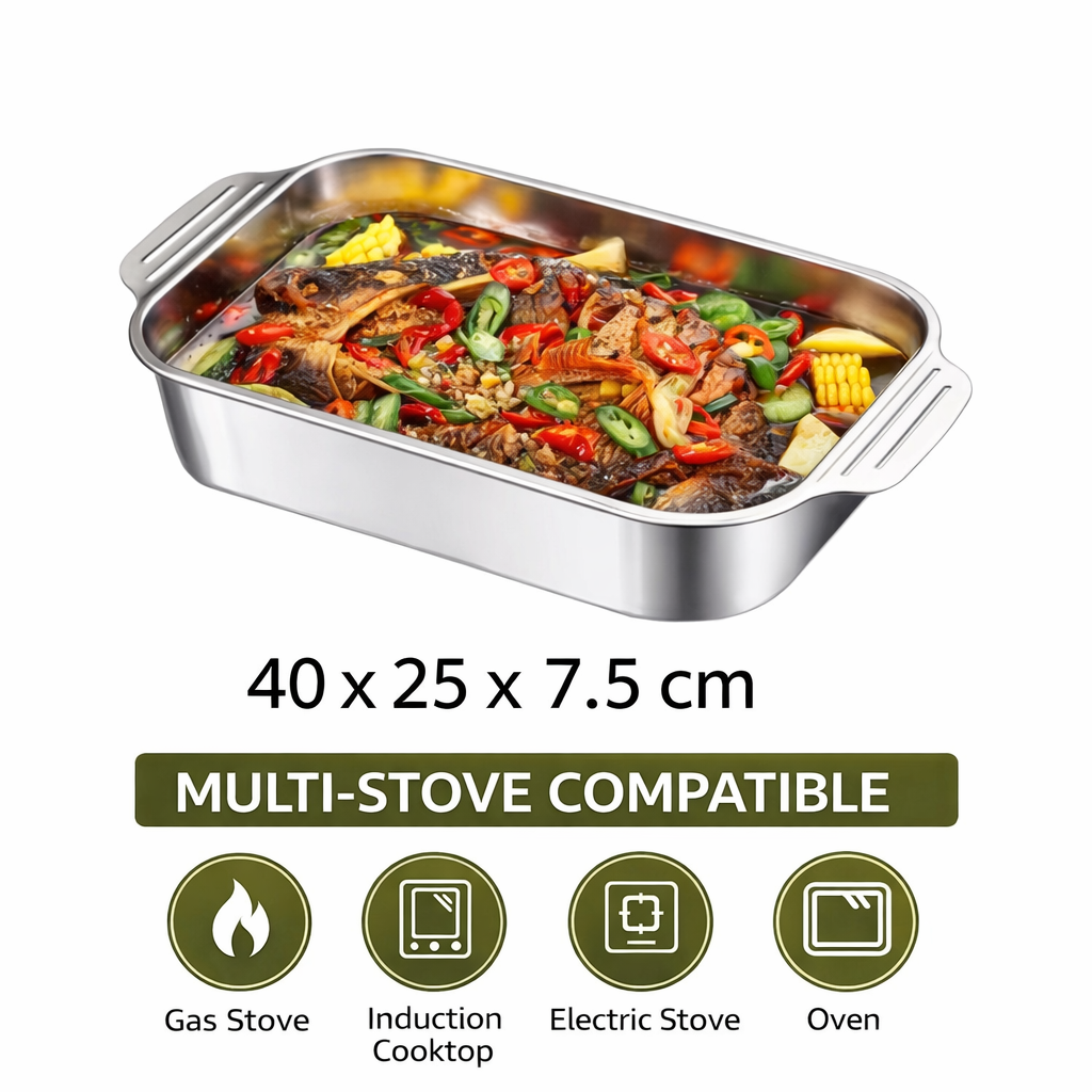GrillMaster™ – Tava Profesionala pentru Grill din Otel Inoxidabil cu Capac