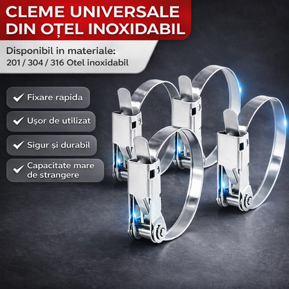 SteelZip™ – Coliere Reglabil din Otel Inoxidabil pentru Fixari Puternice (5 Bucati)
