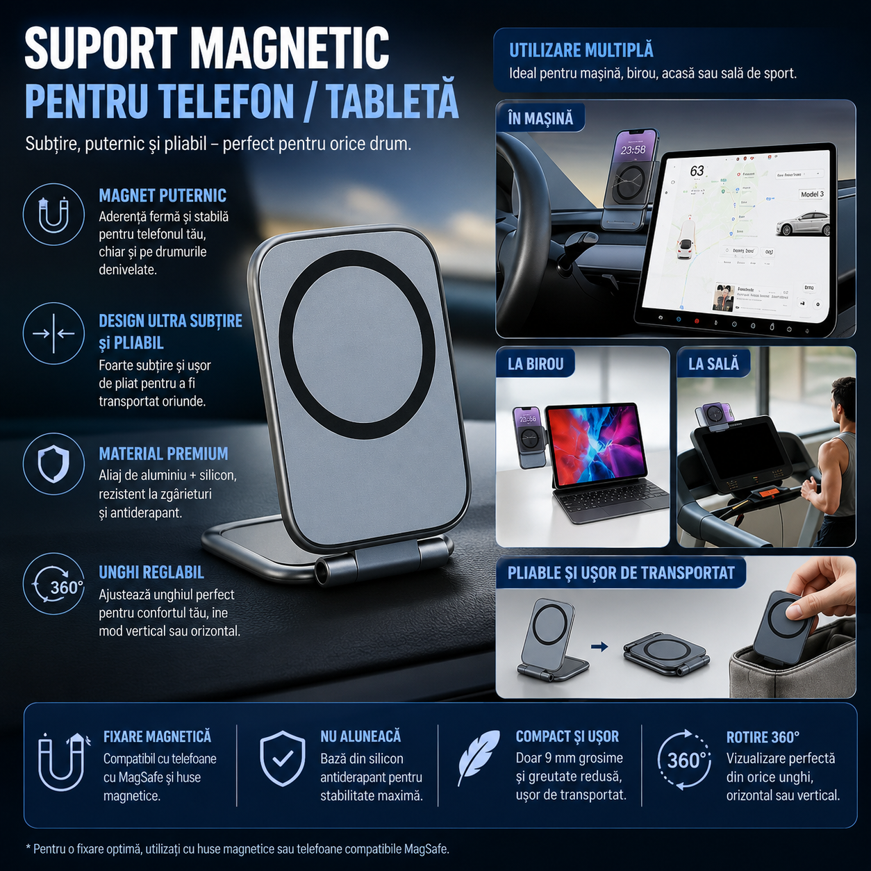 🔥Oferta 1+1!🔥MagFold™ – Suport Magnetic Pliabil pentru Telefon si Tableta