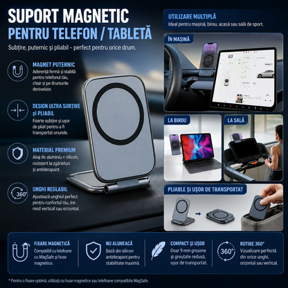 🔥Oferta 1+1!🔥MagFold™ – Suport Magnetic Pliabil pentru Telefon si Tableta