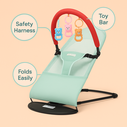 Lullio™ – Balansoar Ergonomic cu Miscare Naturala si Jucarii Interactive