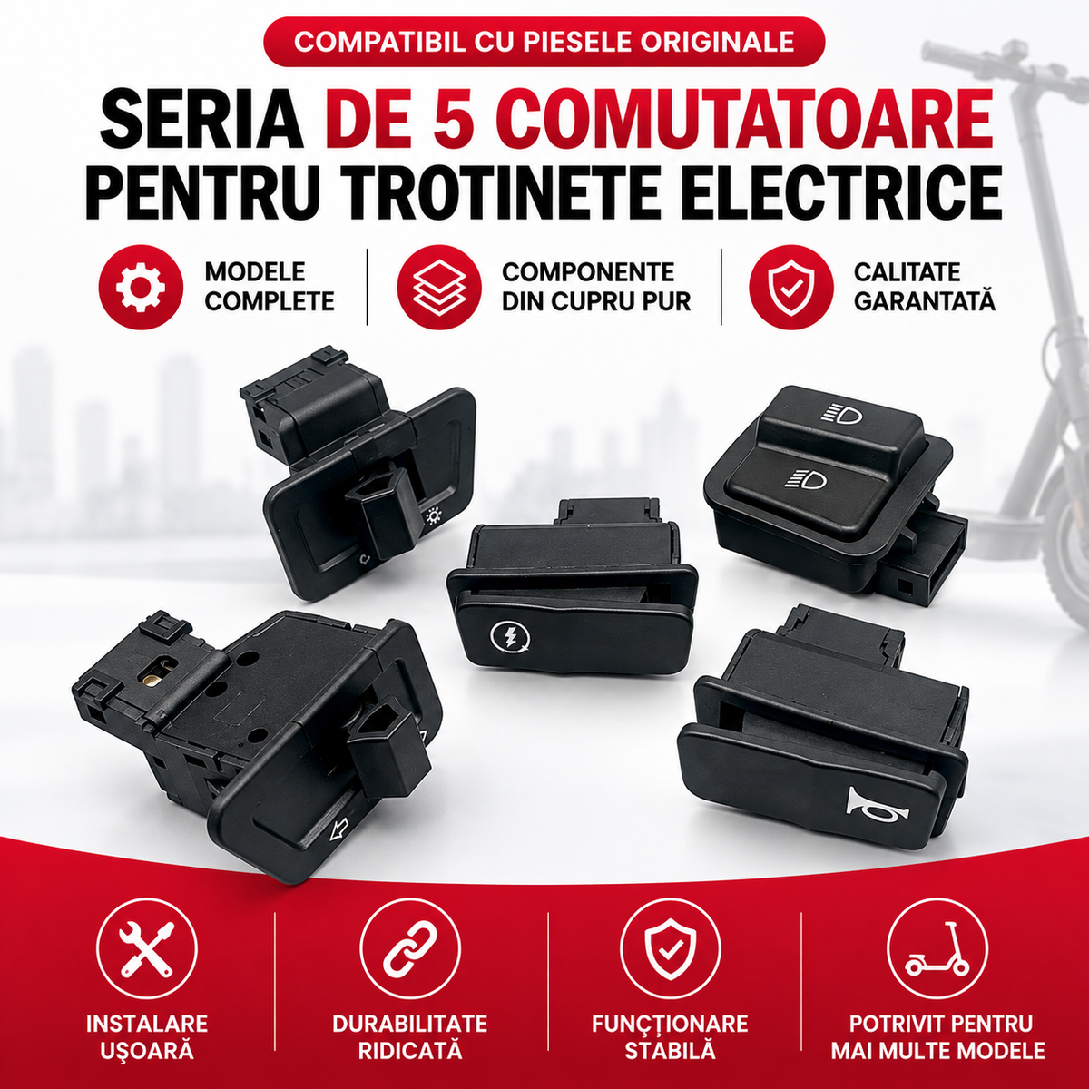SWITCHIX™ - Set Complet de Comutatoare pentru Scuter si Tricicleta Electrica