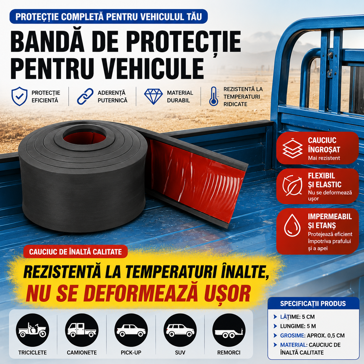 Rubex™ - Banda Profesionala Din Cauciuc Pentru Protectie (1 Metru)