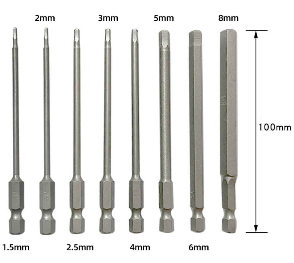 Set de biți cu Cap Hexagonal Magnetic (8 bucati)