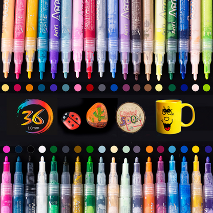 ColorCrafter™ - Markere Premium pentru Sticlă, Lemn și Acril (Set 18 Bucati)