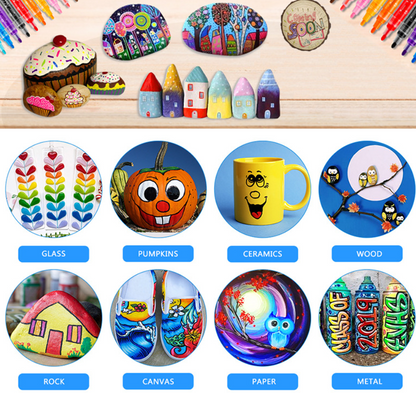 ColorCrafter™ - Markere Premium pentru Sticlă, Lemn și Acril (Set 18 Bucati)