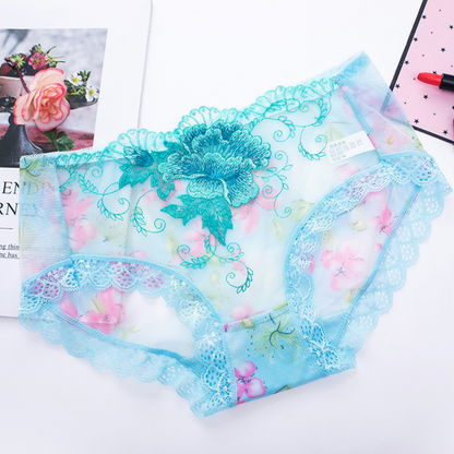 LaceLuxe™ - Chiloti Transparenti din Dantela cu Broderie Florala si Design Seducator