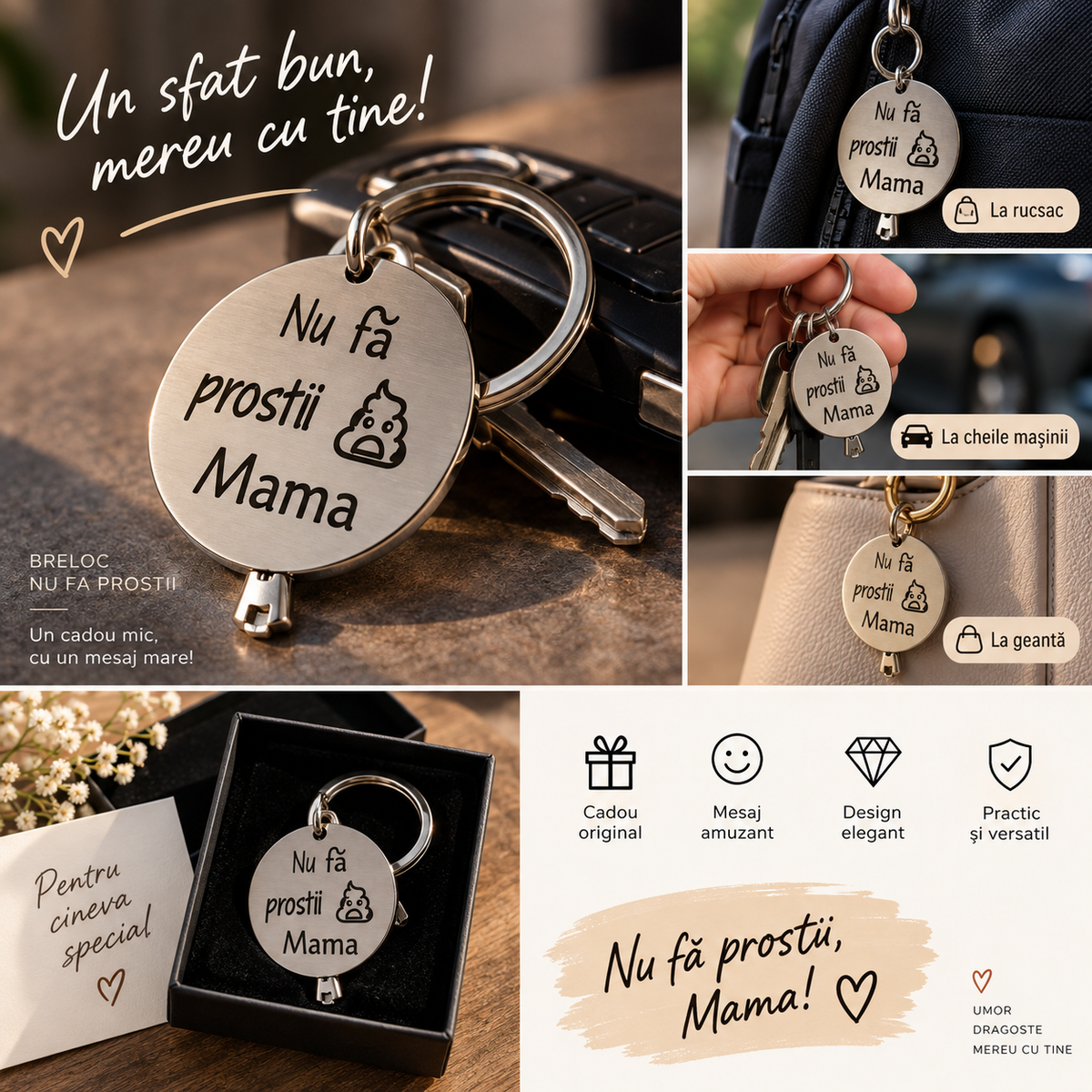 Breloc „Nu Fa Prostii” – Mesaj de la Mama