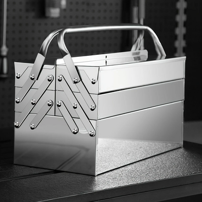 SteelFold Pro – Cutia de Unelte Pliabila din Otel Inoxidabil