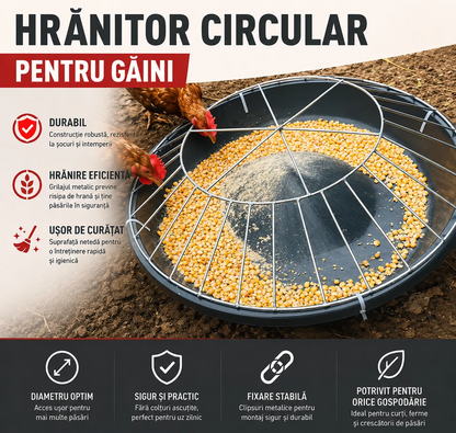 FeedSafe™ – Tava de Hrana pentru Pasari cu Cadru Complet din Otel
