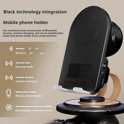 NOVIA™ - Suport Telefon Multifunctional Cu Bluetooth 5.3, Incarcare Wireless Si Difuzor Integrat