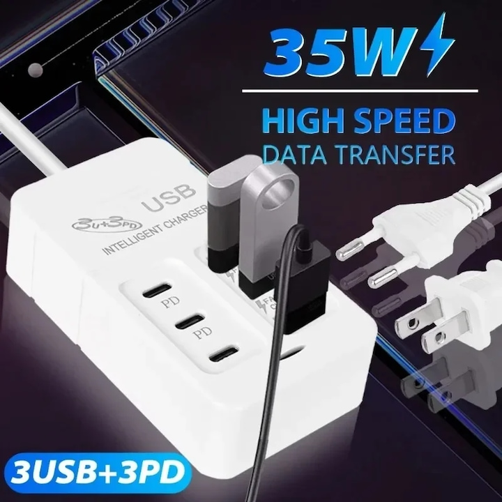 MultiCharge™ – Hub de Incarcare Rapida 35W cu 6 Porturi