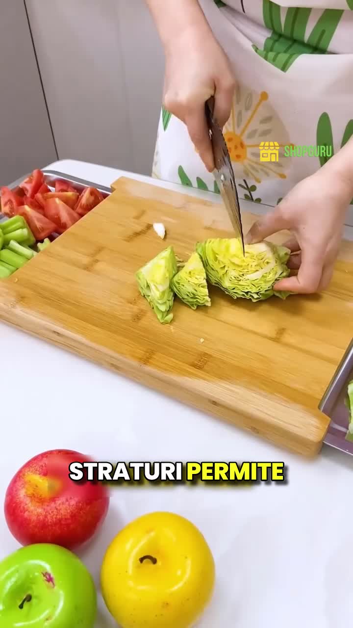 PrepBoard Duo — tocător din bambus și două tăvițe din inox